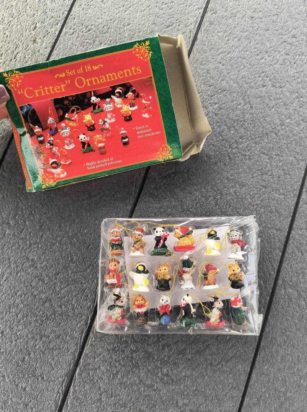 Vintage Set of 18 Stocking Critters Ornaments Christmas Hand Painted With Box